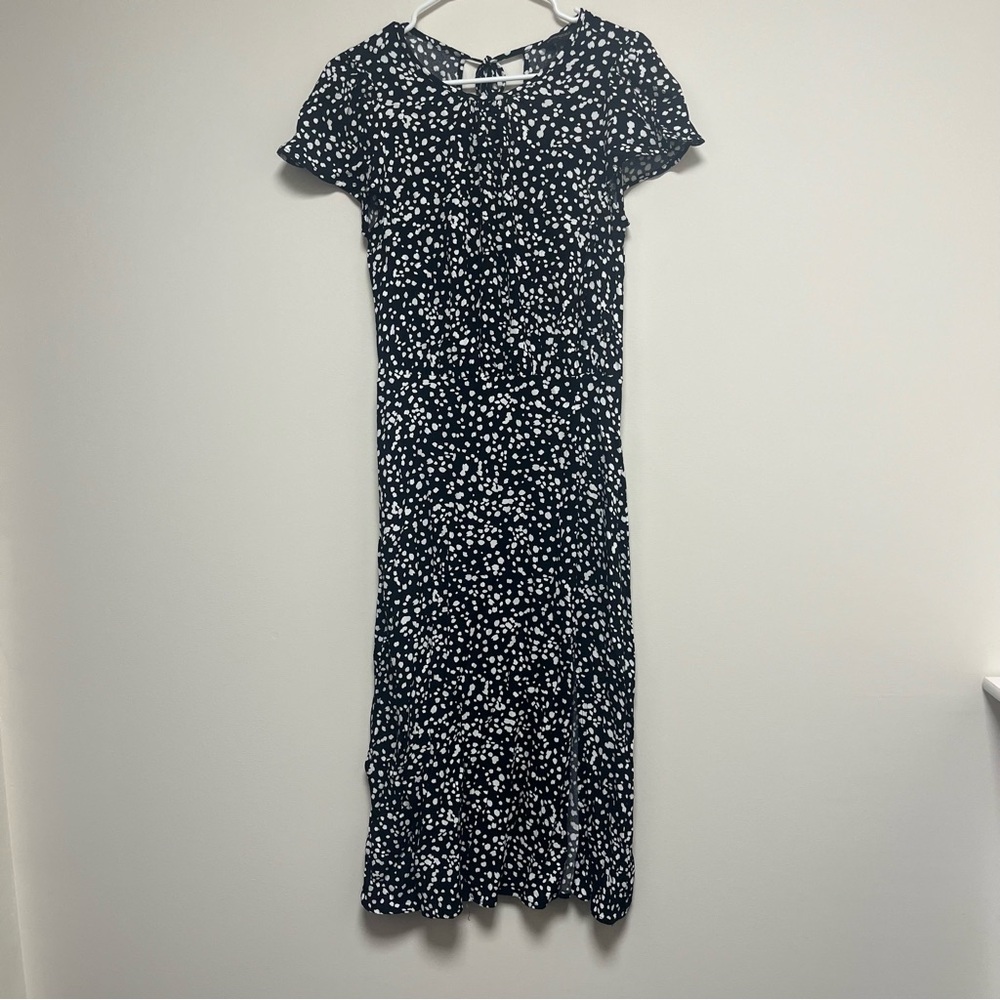 Banana Republic black white short sleeve midi length‎ dress with slit size M